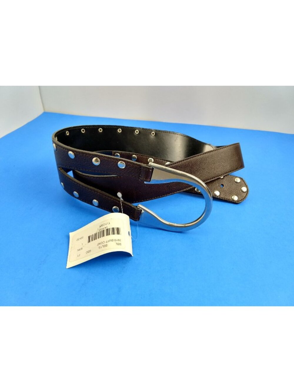 Sandy Duftler Designs Brown Leather Stud Belt Size Large NWT